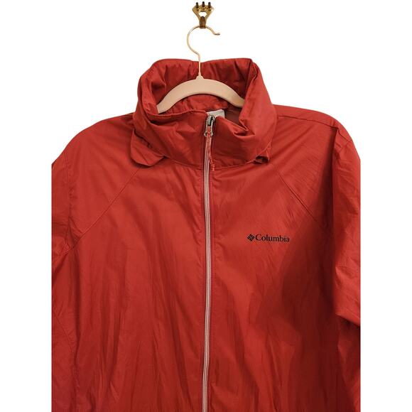NWOT Women's Columbia Rain Jacket Hideaway Hood 1X Flaw* - Picture 2 of 5